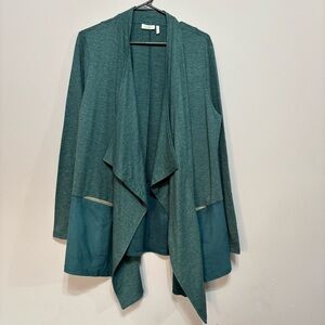 Elegant Teal Draped Cardigan by Catherines